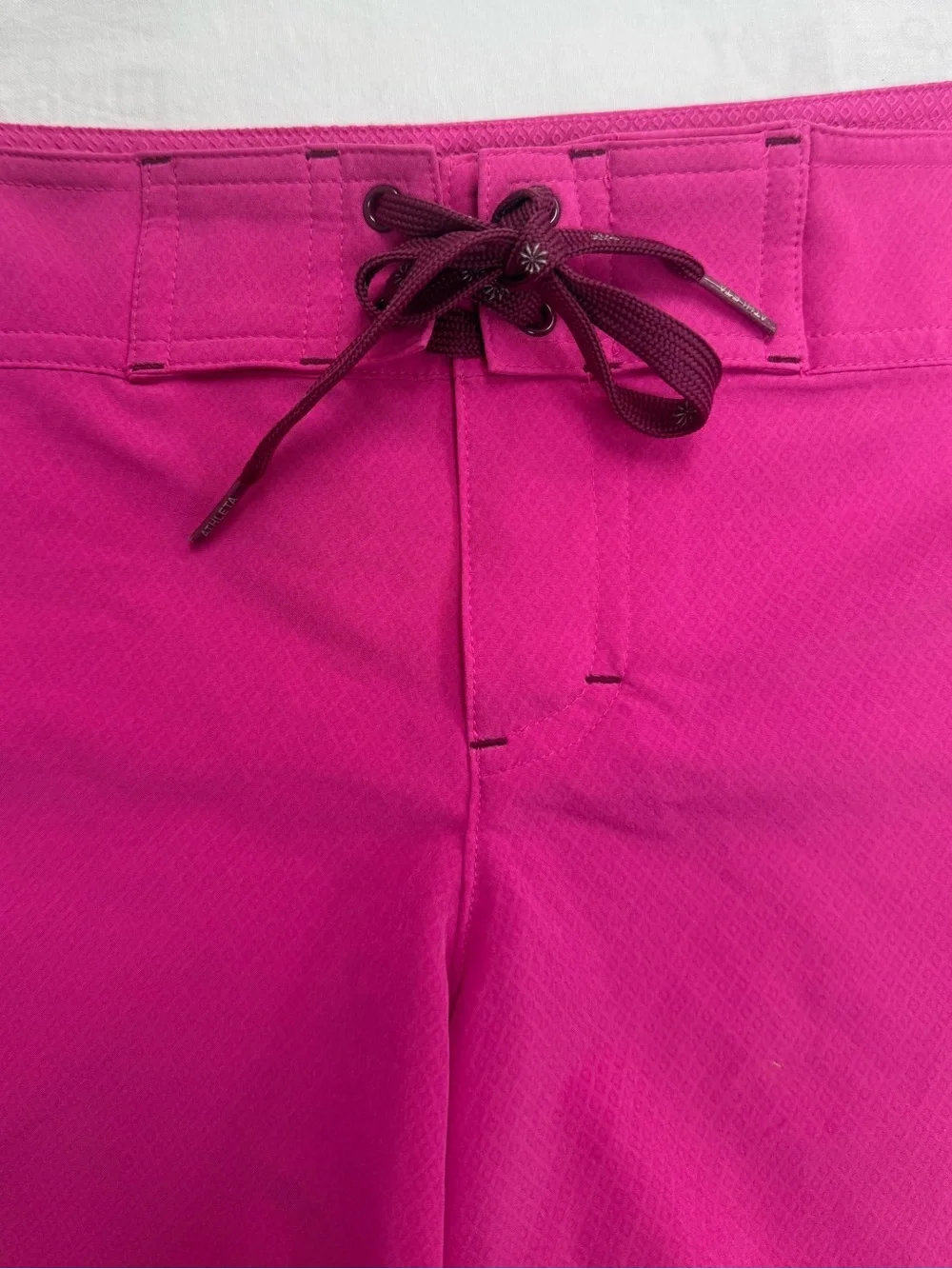 Athleta Pink Fuchsia Board Shorts Size 6 Lace Up Cargo Swim Surf 6” Inseam
